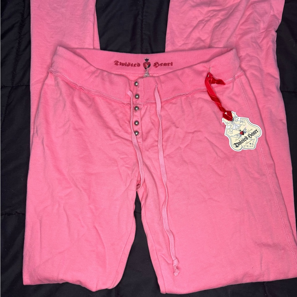 TWISTED HEART pink bell bottom sweats